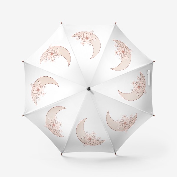 Зонт «Лунный серп с цветами. Женственность и тайна. Трендовый бежевый»