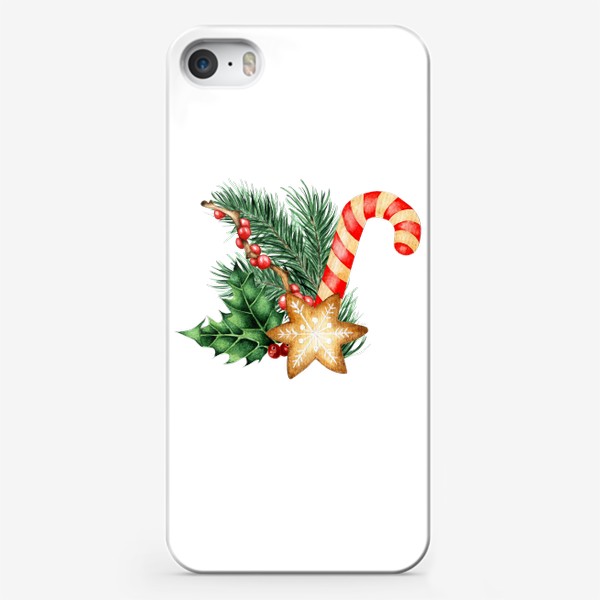 Чехол iPhone «Новогодний букет и сладости»