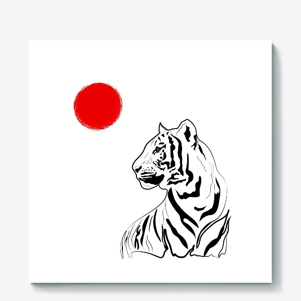 Холст «Тигр черно-белый»