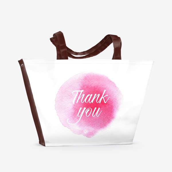 Пляжная сумка «Thank you. Спасибо. Надпись на акварельном фоне.»
