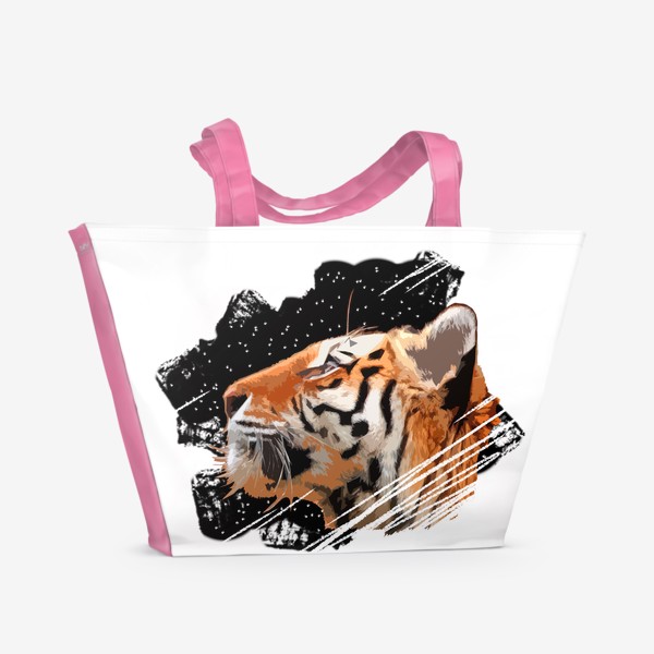 Пляжная сумка «Тигр на черном фоне. Новый год 2022»