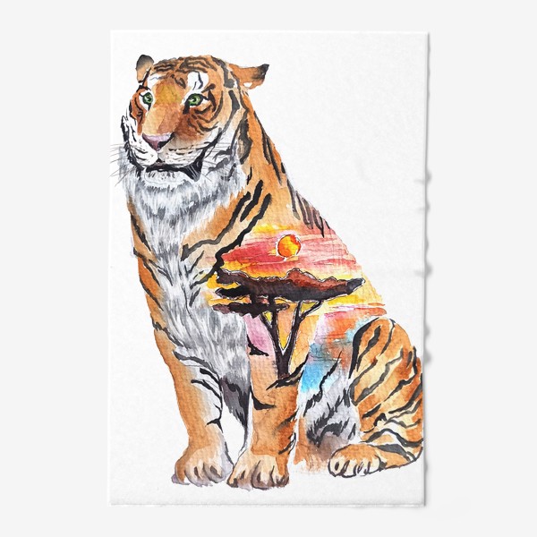 Полотенце «тигр саванна дикая природа стильный принт»