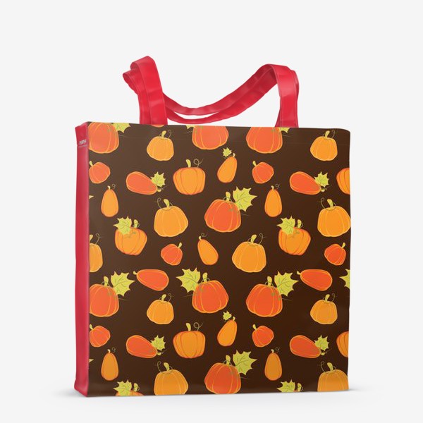 Сумка-шоппер «Оранжевые тыквы на коричневом фоне»