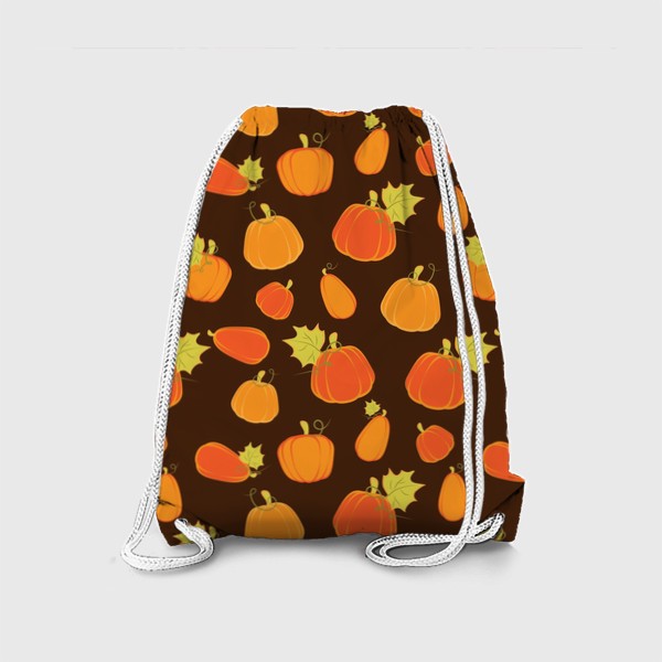 Рюкзак «Оранжевые тыквы на коричневом фоне»
