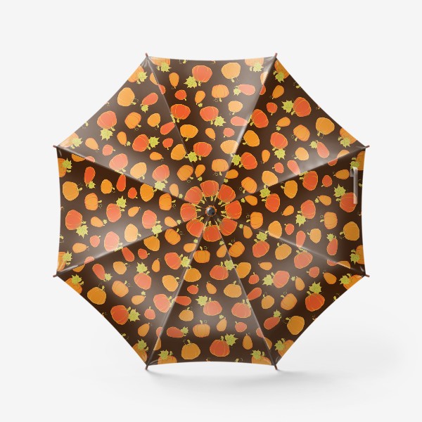 Зонт «Оранжевые тыквы на коричневом фоне»