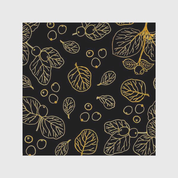 Скатерть «Золотые листья на черном фоне»