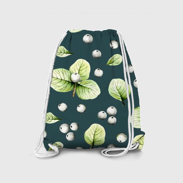 Рюкзак «Осенние ягоды и листья на зеленом фоне»