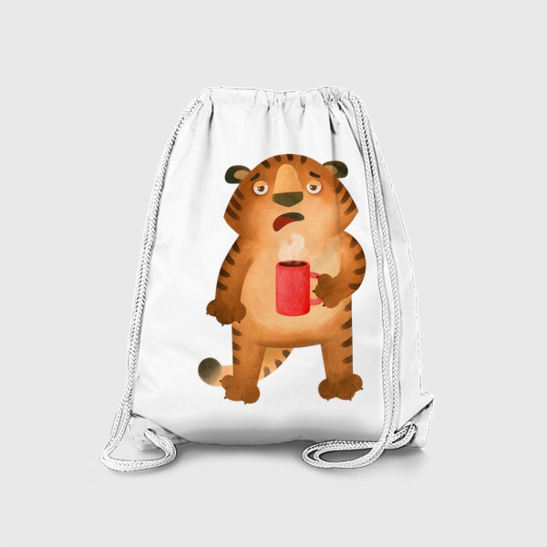 Рюкзак «Сонный тигр с кофе. Символ Нового года 2022»