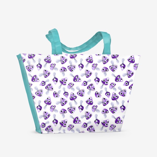 Пляжная сумка «Глазастые фиолетовые грибы»