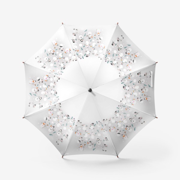Зонт «Смешные снеговики на сером»