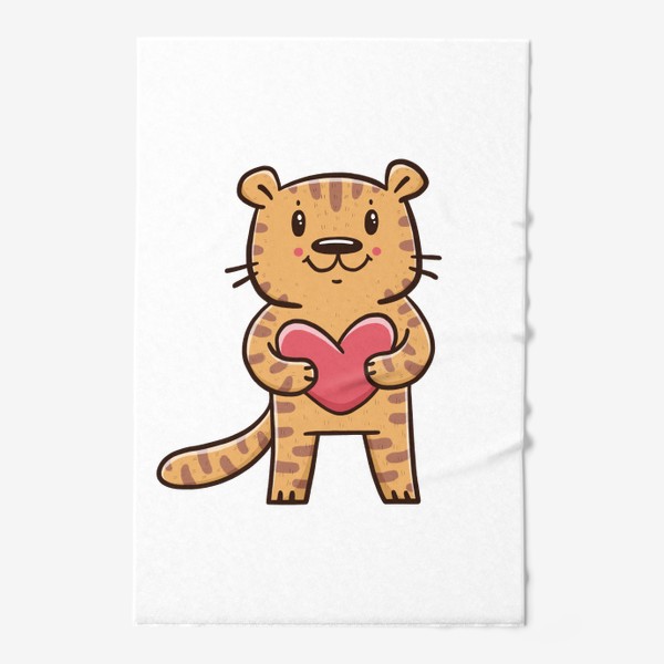 Полотенце «Милый тигрёнок с сердечком. Новый год 2022. Год тигра»
