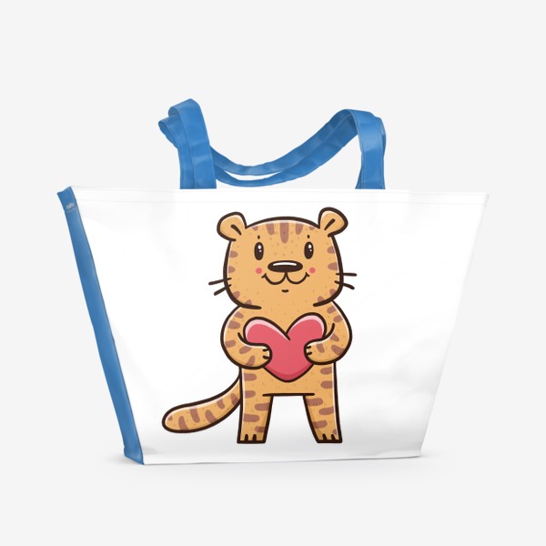 Пляжная сумка &laquo;Милый тигрёнок с сердечком. Новый год 2022. Год тигра&raquo;