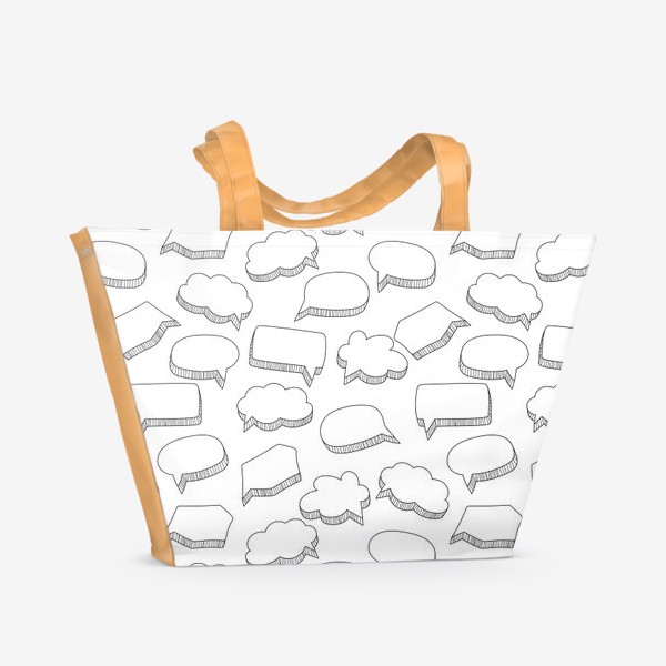 Пляжная сумка «Выноска - узор с облачками для текста и мыслей. Чат, переписка, общение»