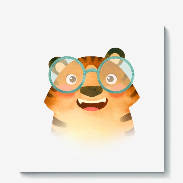 Холст «Тигр в круглых очках. Забавный символ нового года 2022»