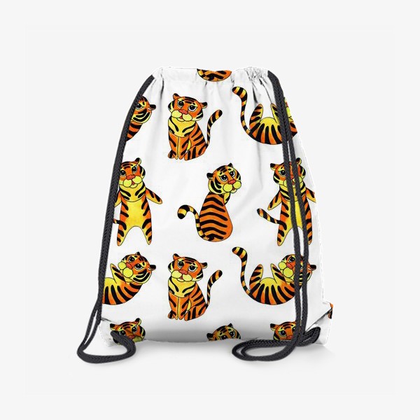 Рюкзак «Акварельные тигрята на белом фоне»