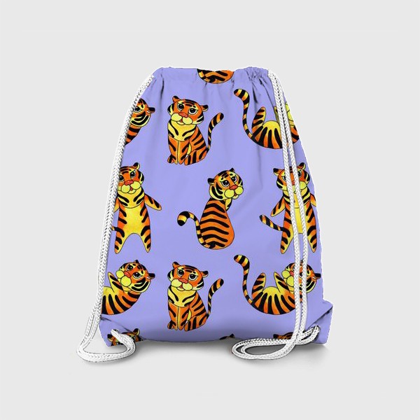 Рюкзак «Акварельные тигрята на сиреневом фоне»