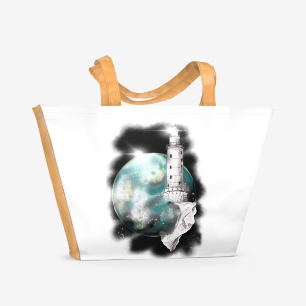 Пляжная сумка «Маяк и планета»
