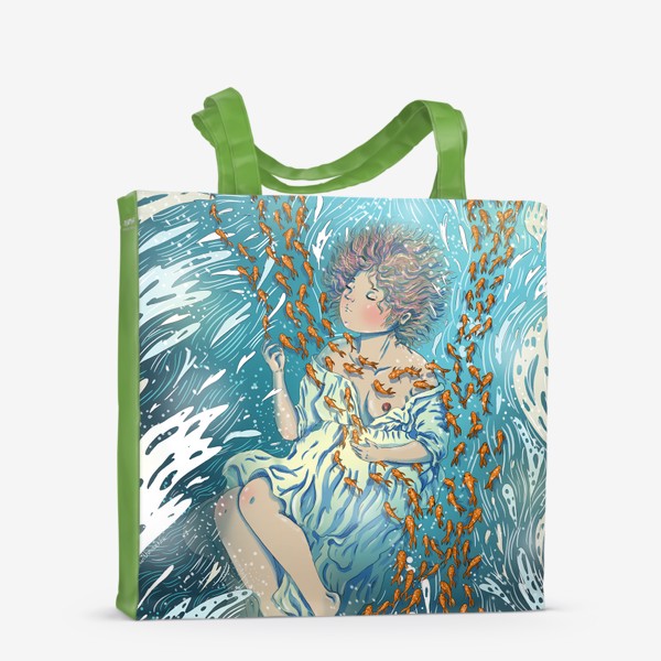 Сумка-шоппер «Девушка в воде с рыбками»