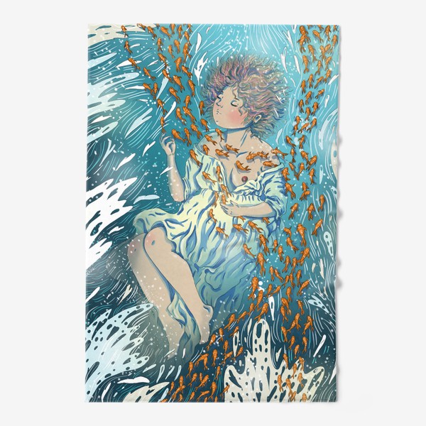 Полотенце «Девушка в воде с рыбками»