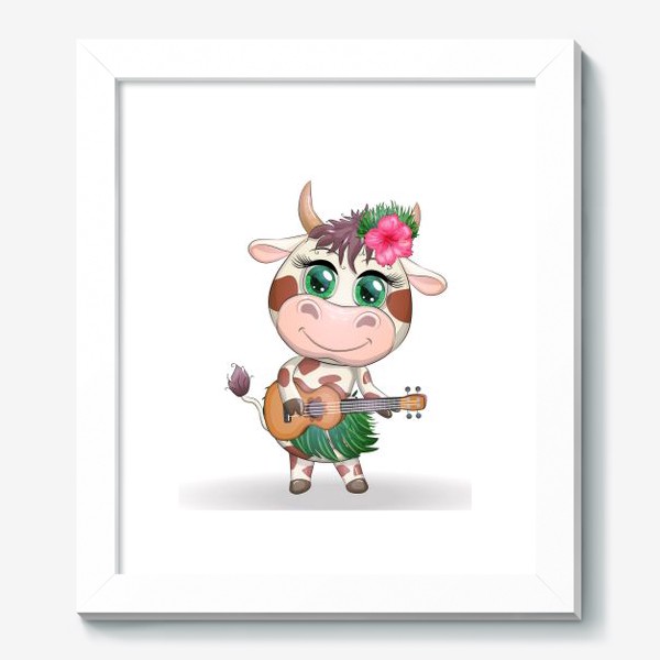 Картина «Корова танцовщица хула с гавайской гитарой, Гавайи»