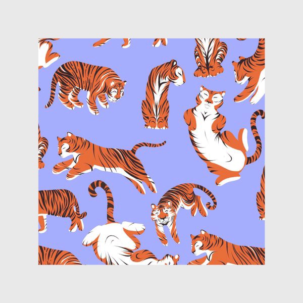 Скатерть «Паттерн Тигры на сиреневом фоне»