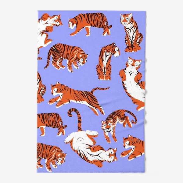 Полотенце «Паттерн Тигры на сиреневом фоне»