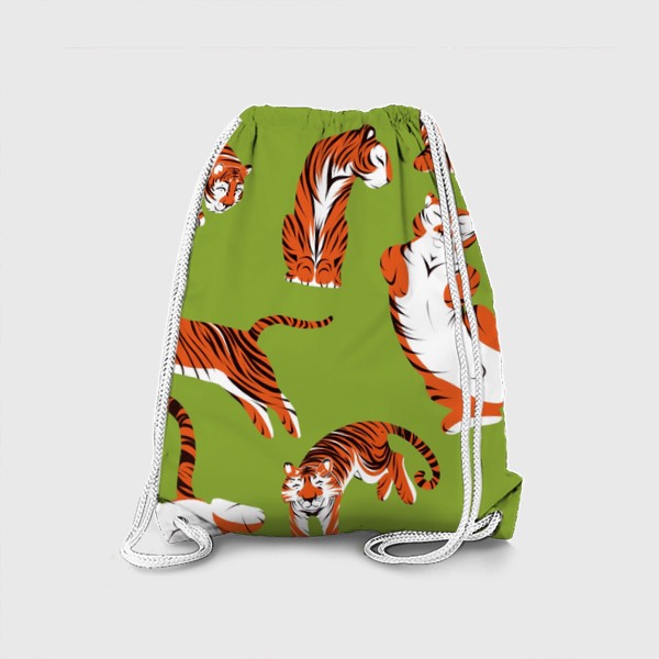 Рюкзак «Паттерн Тигры на зелёном фоне»