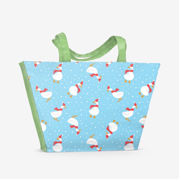 Пляжная сумка «Новогодние гуси»