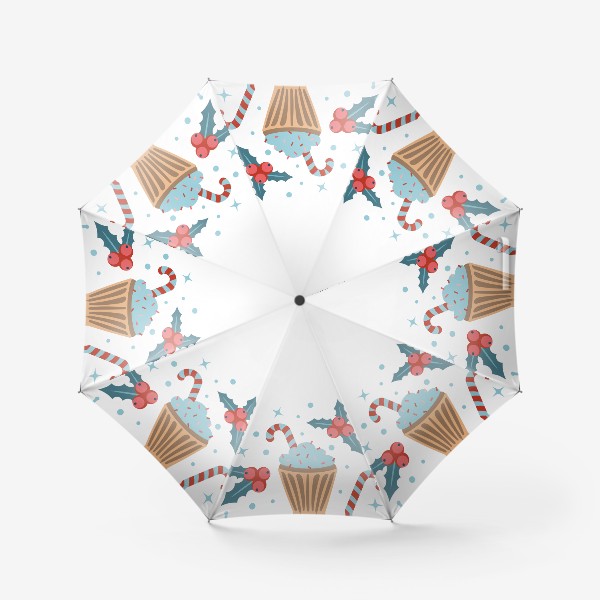 Зонт «Новогодний капкейк. Рождественский декор»