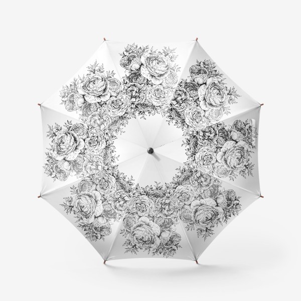 Зонт «Ранункулюсы. Черно-белые цветы»