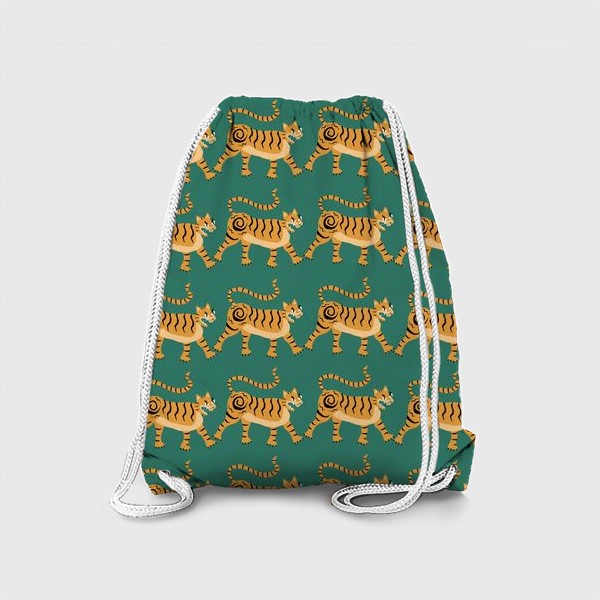 Рюкзак «Золотой тигр в азиатском стиле паттерн. Год тигра 2022»