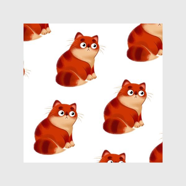 Шторы «Рыжые толстые коты. Бесшовный паттерн»