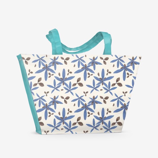 Пляжная сумка «Танец листьев. Индиго и щоколад»