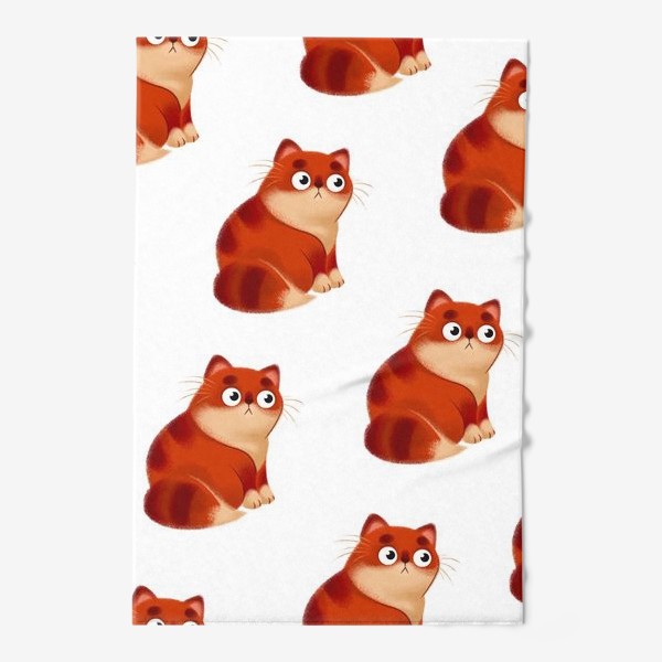 Полотенце «Рыжые толстые коты. Бесшовный паттерн»
