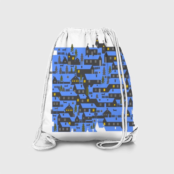 Рюкзак «Зимняя деревенька в синем»