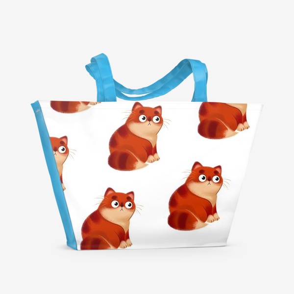 Пляжная сумка «Рыжые толстые коты. Бесшовный паттерн»