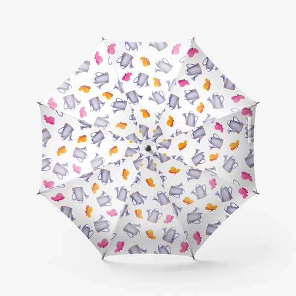 Зонт «Бесшовный паттерн с милыми лейками и бабочками»