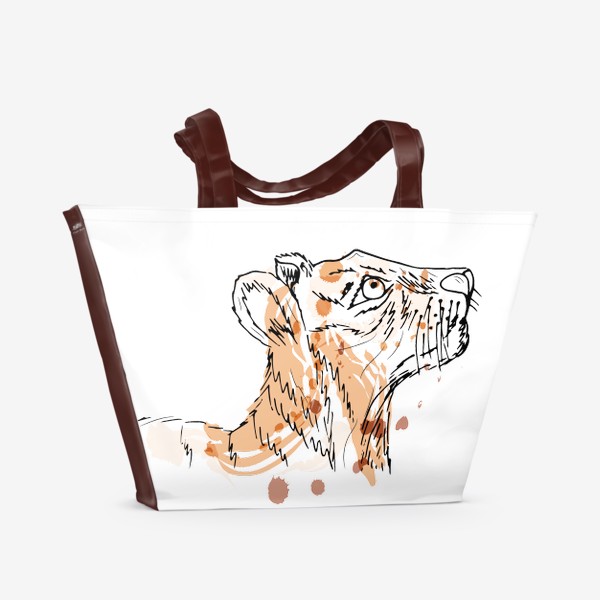 Пляжная сумка «тигр, лев скетч»