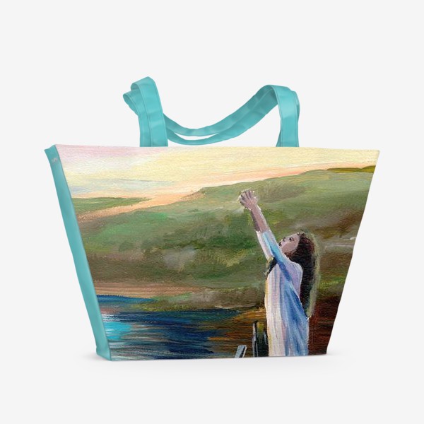 Пляжная сумка «Девочка на мосту»