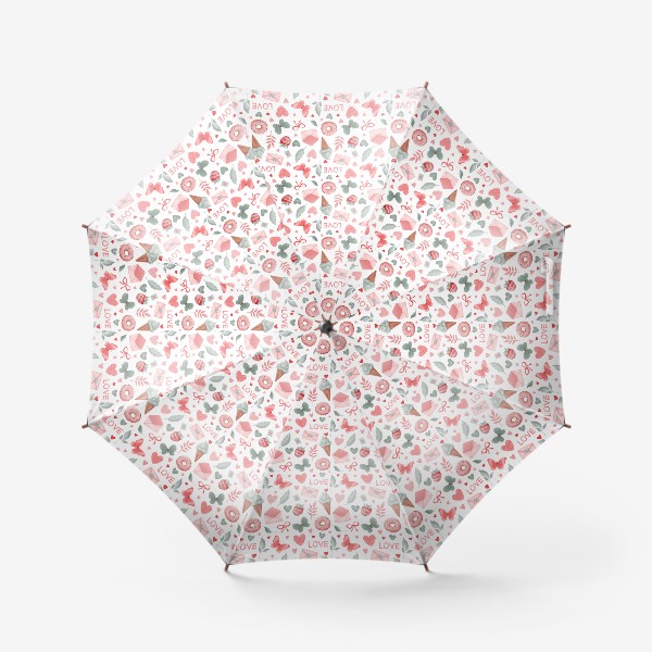 Зонт «Бесшовный паттерн. Сладости и конверты (мелкий вариант)»