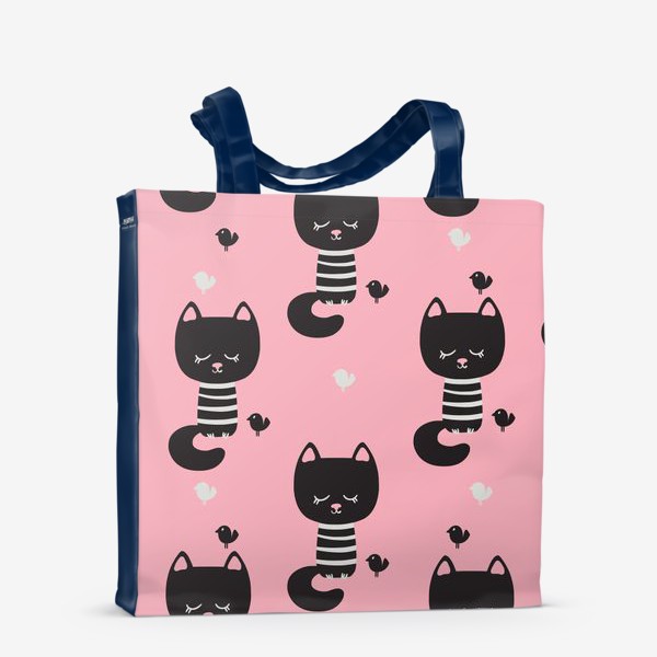 Сумка-шоппер «Бесшовный паттерн в минималистичном стиле с черными котами»