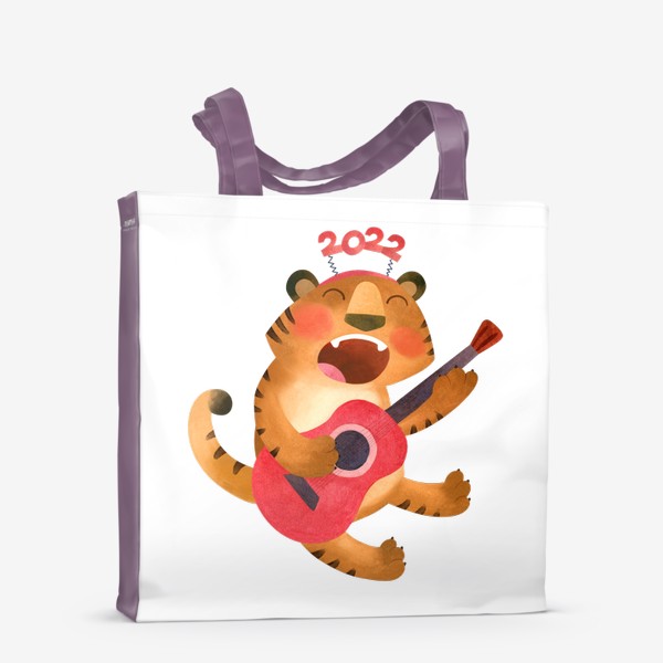 Сумка-шоппер &laquo;Поющий тигр с гитарой. Забавный символ 2022 года.&raquo;
