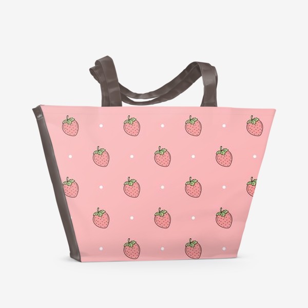 Пляжная сумка «Клубничный минималистичный узор на розовом»