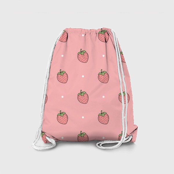 Рюкзак «Клубничный минималистичный узор на розовом»