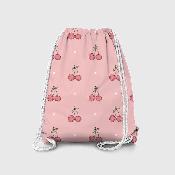 Рюкзак «Вишневый узор - Cherry pattern на красном фоне»