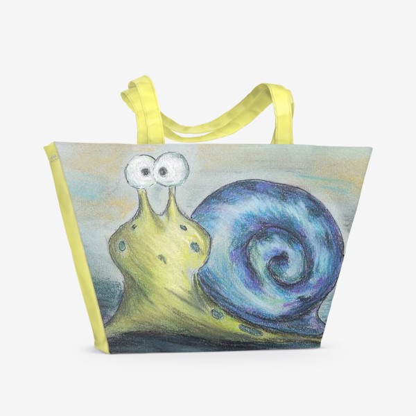 Пляжная сумка «Улитка с синей ракушкой»