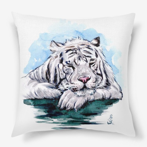 Подушка «спящий белый тигр»