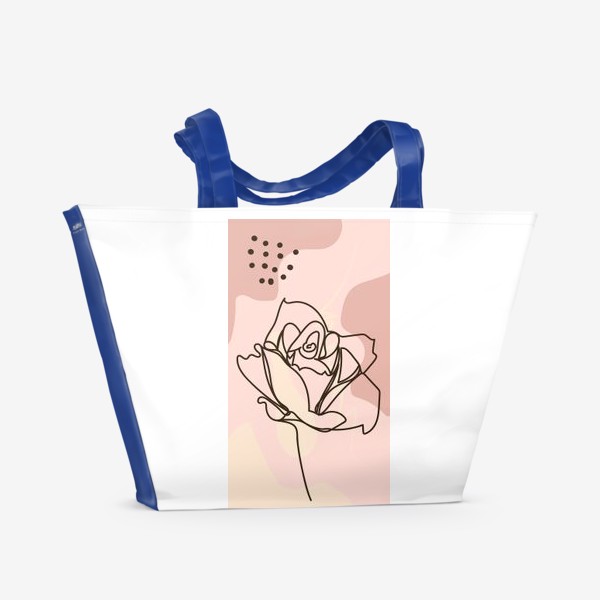 Пляжная сумка «Бутон розы. Минималистичный дизайн непрерывной линией»