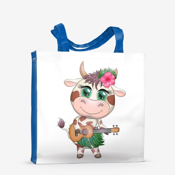 Сумка-шоппер «Корова танцовщица хула с гавайской гитарой, Гавайи»