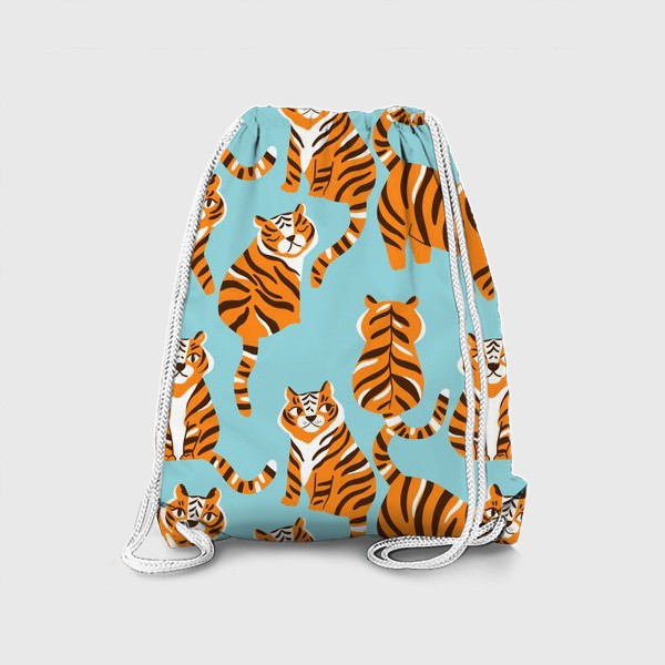 Рюкзак «Тигры на мятно-голубом. Дикие кошки»